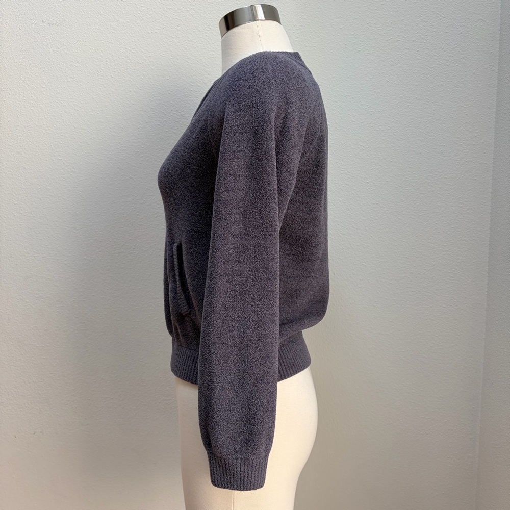Barefoot Dreams CozyChic Jacket Ultra Lite Bomber Full Zip Blue Gray Size 12 14 - Picture 7 of 14